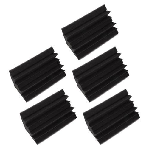 HYTROVE Baldosas Acústicas Antillamas 5 Piezas 12x12x24 Cm Negras, Esponja Absorbente de Sonido Trapezoidal para Estudio, Grabación y Reducción de Ruido Profesional