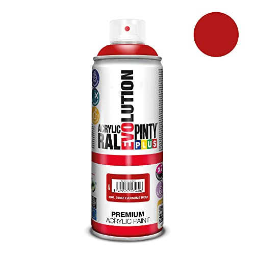 Spray Pintyplus Evolution rojo RAL 3002 en pack de 5 unidades para renovar superficies 4