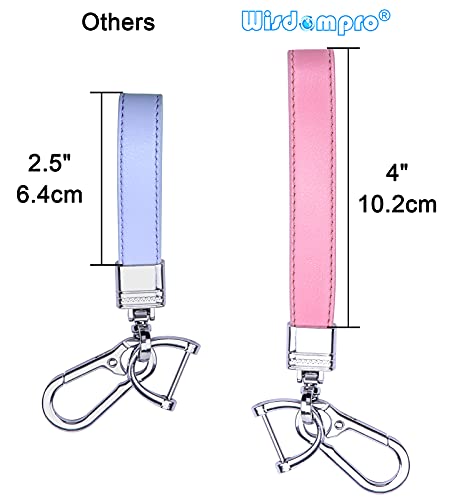 Wisdompro Genuine Leather Car Keychain, Universal Heavy Duty Key Fob Keychain Leather Key Chain Holder With 3 Keyrings And 1 Screwdriver For Men And Women - Pink #TOP4