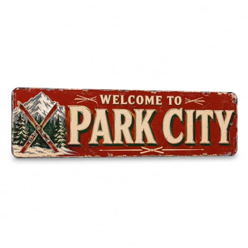 Vintage "Welcome to Park City" Vintage Enamel Metal Sign