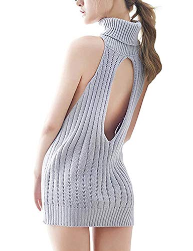 YUANMO Sexy Erotique Lingerie Femme Pull à col roulé sans Manches Style Japonais Pull Anime Cosplay Cover