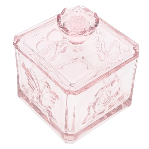 OFFSCH Tarro de Vidrio con Tapa Hermética y Diseño de Flores Envase Cuadrado para Almacenamiento de Azúcar y Snacks Frasco Transparente Seguro y Decorativo para Cocina