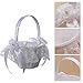 Washranp Ślub Kwiat Dziewczyna Kosze, Wiklinowy Rattan Kwiat Kosz, Satin Bowknot Koronki Kwiat Dziewczyna Kosz Przechowywanie Ceremonia Ślubna Party Dostawa
