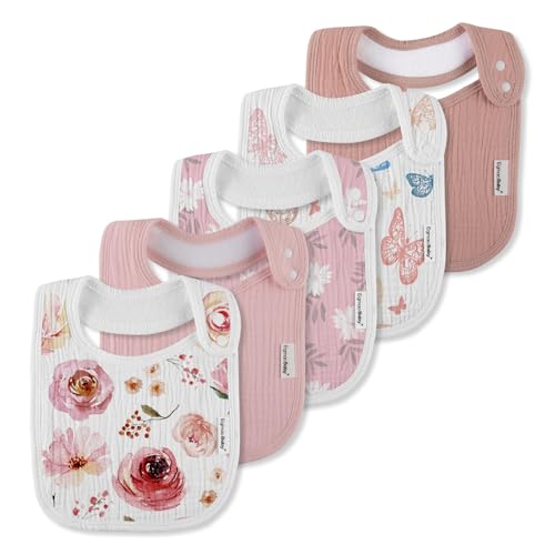 Image of Muslin Bibs for Baby Boys Girls,Organic Muslin Baby Bib for Drooling and Teething,Soft Bandana Drool Bibs 5 Pack