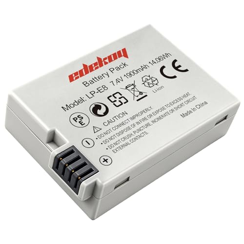 LP-E8 - Batería para Canon (1900 mAh, alta capacidad, compatible con cámaras Canon EOS 600D, 650D, 700D, 550D)