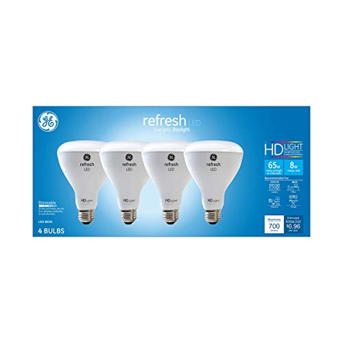 GE Lighting 43074 Refresh HD LED 65-Watt 700-Lumen BR30 Bulb, Pack of 4