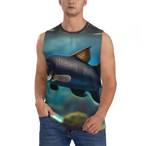 Subaquatic Catfish Print Athletic Tank Shirt for Sports Wear, Men's