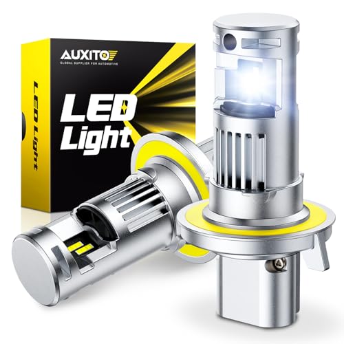 Image of AUXITO H13 Bulbs, 1000% Brighter 6500K White Illumination, Factory Halogen Size Match, Simple Plug and Play, 99% Vehicle Compatible, Pack of 2