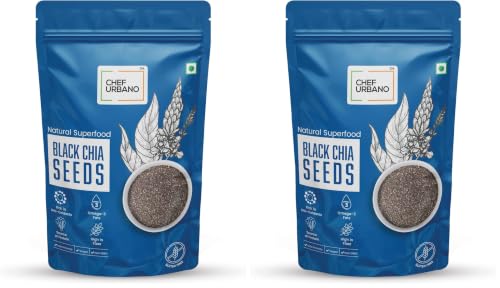 Image of Chef Urbano Chia Seeds 300 Gms- Non-GMO and Fibre Rich Seeds | Omega-3 Seeds for Eating | Healthy Snacks (Pack of 2)