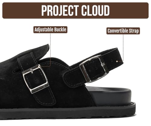 Image of Project Cloud 100% Genuine Leather Footbed Clogs for Women - Memory Foam Arch Support Slippers for Women - Trendy Slip-ons Women's Mules & Clogs Sandals