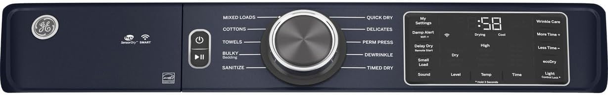 GE Appliances GFD55ESPRRS — 7.8 cu. ft. Smart Electric Front Load Dryer in Sapphire Blue, Wi‑Fi Connectivity