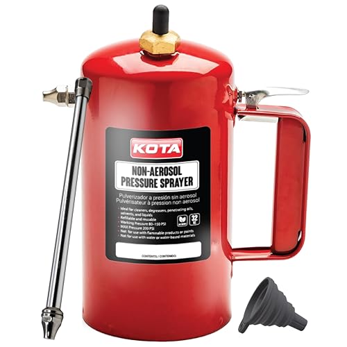 Heavy-Duty Refillable Automotive Fluid Sprayer – 32 oz Steel Canister for Solvents, Degreasers, Lubricants, Cleaners – Industrial-Grade Spray Tool for Garage & Body Shop Use