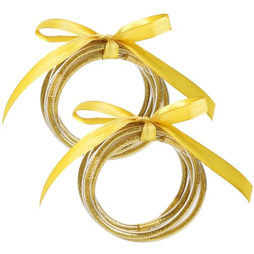 Image of SUMERSHA 10Pcs Glitter Jelly Bangles Bracelets for Women Soft Silicone Glitter Filled Bracelets Sparkling Fashion Bangles