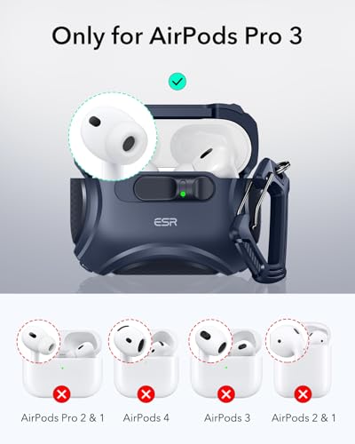 Image of ESR for AirPods Pro 3 Case (2025), Compatible with Airpods Pro 3rd Generation Case (USB-C Cable), Effortless MagSafe, Drop-Proof Lock, Easy Open, Cyber Series, Blue