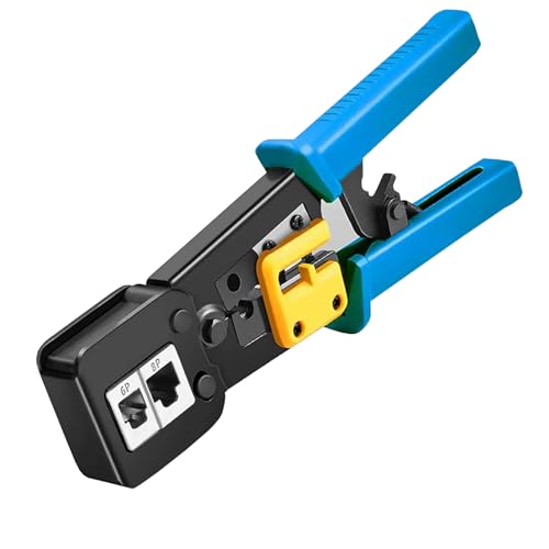 Alicate de Crimpar Crimpador Rj45/RJ12/Rj11 com Descascador Lamina de Corte e Desencapador para Cabo