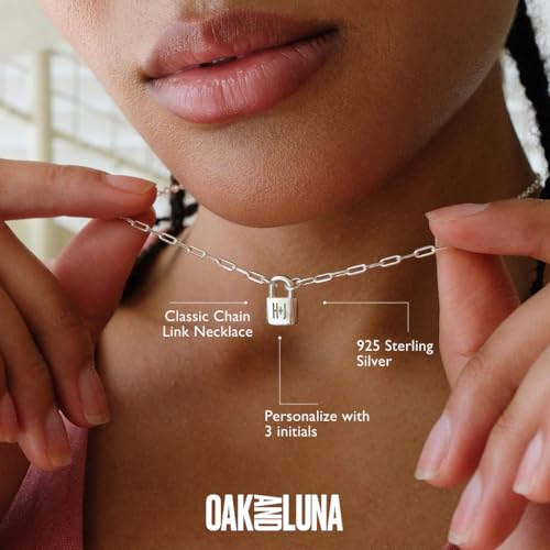 OAK & LUNA - Personalized Initial Lock Necklace with Diamond Options2