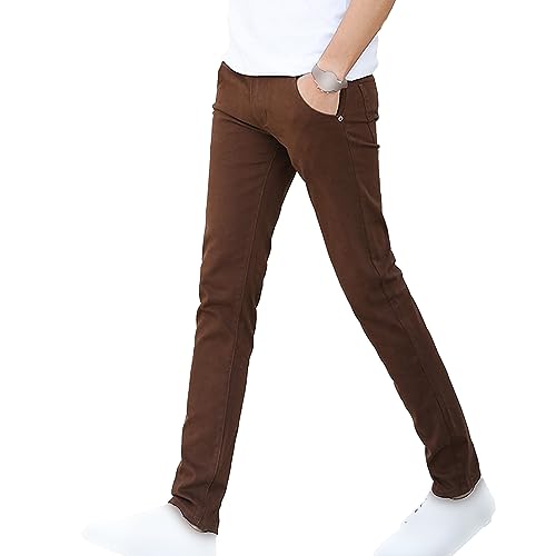 Pantalones chinos para hombre ajustados de pierna recta informales con bolsillo