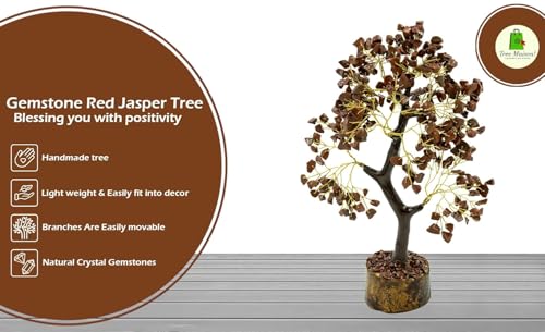 Image of Red Jasper Crystal Tree with 600 Beads for Strength & Stability | 10 Inch Approx | Tree for Positive Energy, Good Luck & Prosperity | Healing Crystal Bonsai for Home