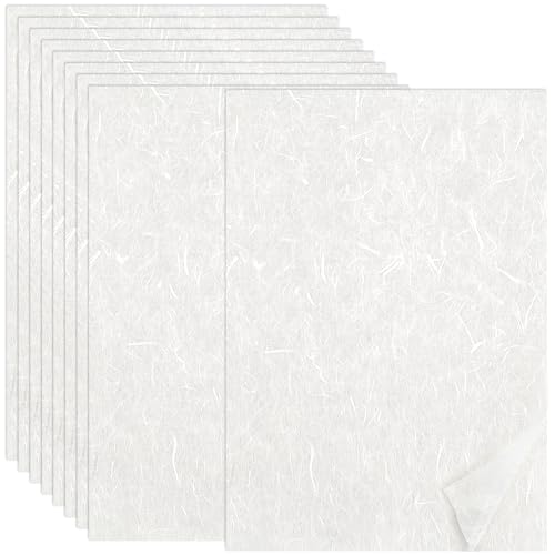 Lot de 100 feuilles de papier de mûrier A4 fait à la main Unryu Washi avec texture à fibres longues naturelles, semi-transparent, pour écriture, découpage, art et bricolage (29,7 x 21 cm)