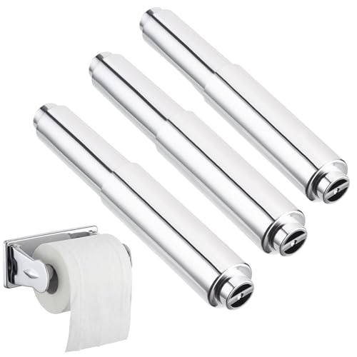 3 Pack Toilet Paper Holder Roller Toilet Tissue Holder Replacement Plastic Spring Loaded (Chrome Big End)
