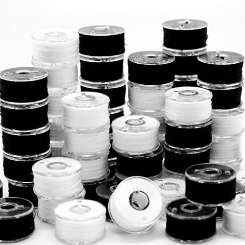 Yeqin 144Pcs (72White + 72Black) Prewound Bobbins Thread, 40S/2 Spun Polyester Thread, Bobbin - Size A (Sa156) For Embroidery And Sewing Machine Polyester Thread Sewing Thread #TOP27