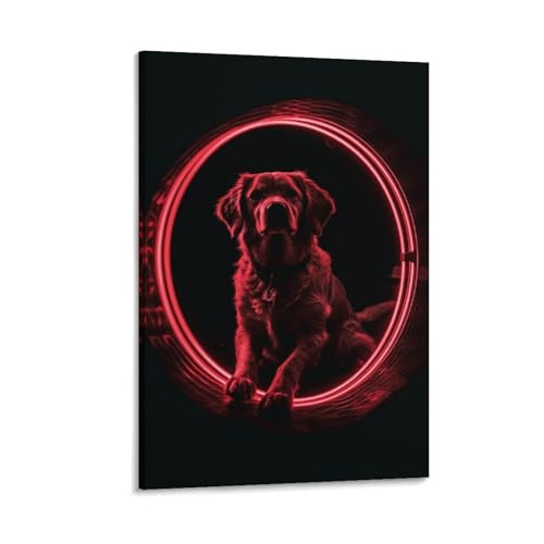 Toile moderne chien cercle rouge pour raviver un mur vide