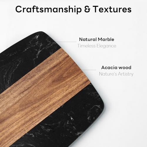 Tabla de cortar rectangular de mármol y madera Acacia miniatura 2