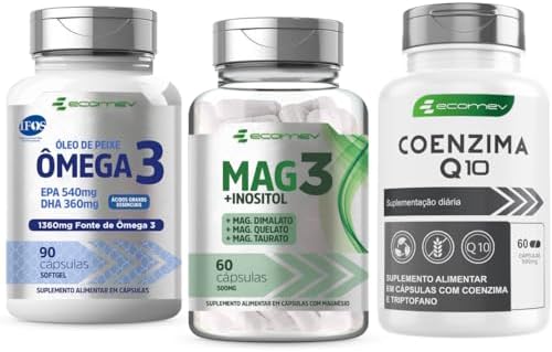 Kit Coenzima Q10 + Mag3 Dimalato Quelato Taurato inositol + Omega...