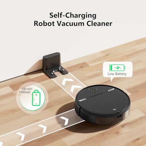 Image of Robot Vacuum Cleaner, Smart Robotic Vacuum Wi-Fi Connected, App Control, Compatible with Alexa and Google Assistant, Automatic Self-Charging Robot Vacuum Perfect for Pet Hair, Carpets and Hard Floors