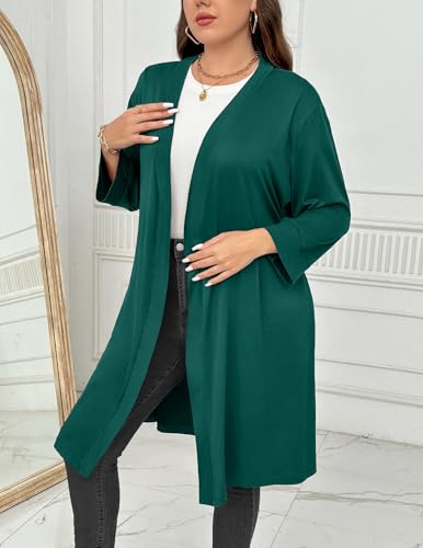 Image of Ekouaer Women Plus Size Robe Knee Length Lightweight Bathrobe Short Kimono Robes with Pockets Maternity Robe