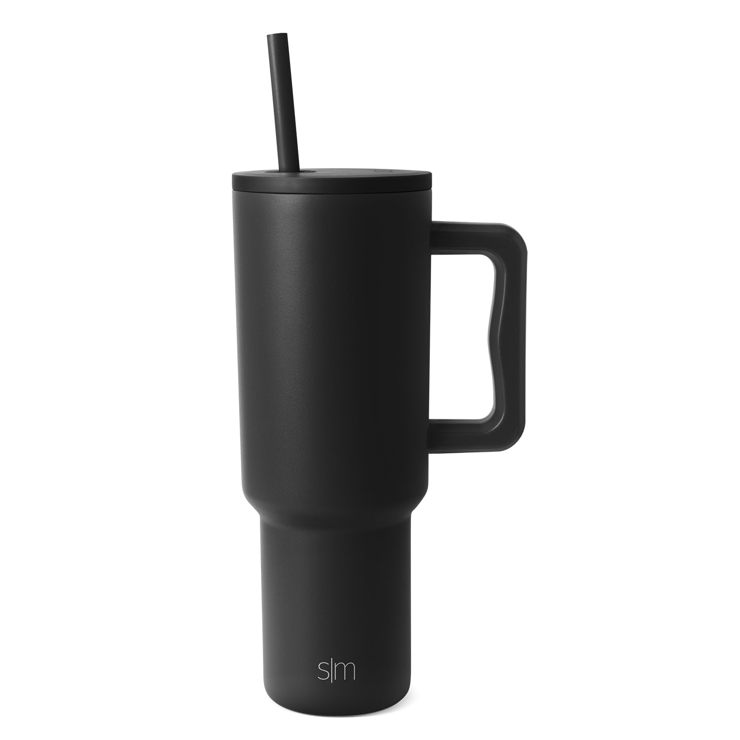 Simple Modern 40 oz Trek Tumbler with Handle and Straw Lid | Cup Holder Friendly Insulated Stainless Steel Travel Mug | Midnight Black - Midnight Black 40 Ounces