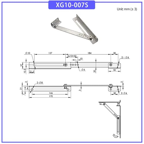 Interrupteur de commande de porte d'armoire XG10-007S et tige de support - 3