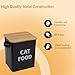 Pethiy Cat Food and Treats Containers Set with Scoop for Cats or Dogs -Tight Fitting Wood Lids - Coated Carbon Steel - Storage Canister Tins-Cat-Black