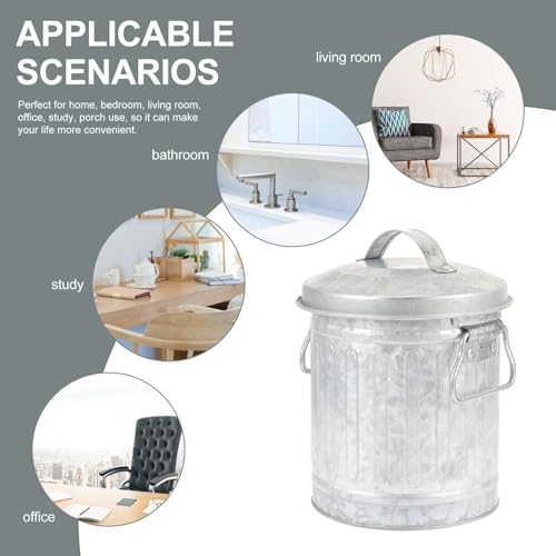 Cabilock Desktop Trash Bin Small Metal Bucket with Lid 7.28X5.70X5.70In Convenient Rubbish Bin for Office Home Wastebasket and Storage Organizer by Cabilock - Used condition - Image 5