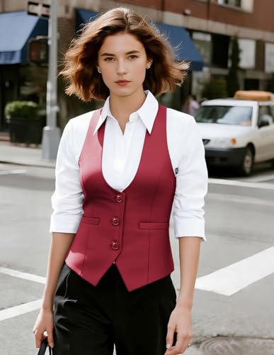 Image of GRACE KARIN Women's Suit Vest Top, Dressy Casual Sleeveless Button Waistcoat, Fromal Steampunk Blazer for Work Office