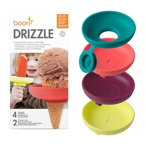 Boon Drizzle Popsicle Holders for Kids - Includes 2 On-the-Go Travel Cases - Catches Drips Before They Drop - Frozen Popsicle and Ice Cream Holder for Summer Days and Birthday Popsicle Party - 4 Count Cover