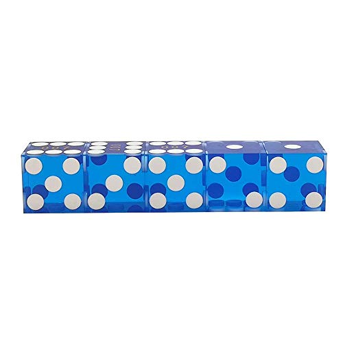 NANSUAO Casino Dice Grade AAA with Razor Sharp Edges and Matching Serialized Numbers 19mm Craps Dice Set of 5-for Game Such As RPG DND Poker Texas Hold\'em Blackjack(Blue)