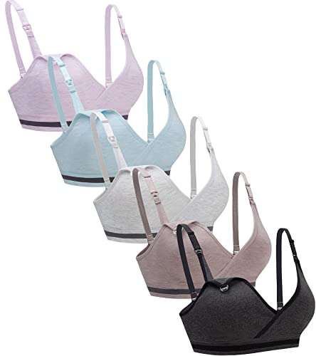 Image of Suekaphin 5Pack Nursing Bra Deep V Neck for Breastfeeding,Maternity Sleeping Wirefree Push up Nursing Bra