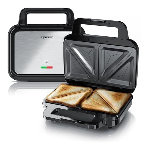 Arendo - Sandwichmaker mit Antihaftbeschichtung - abnehmbare Platten - BPA frei - Temperaturkontrolle – Sandwich Maker - Sandwichtoaster für große Toasts - spülmaschinengeeignet