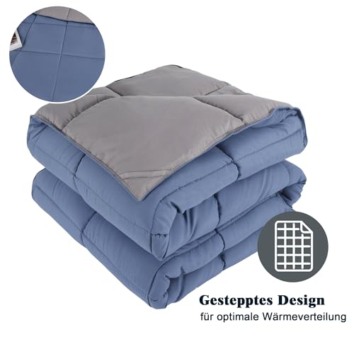HIG Bettdecke 200x200 cm + 2 Kissenbezüge 80x80cm – Oeko-TEX zertifizierte Blau Sommerdecke, kastenförmig genäht… – Ansicht 6