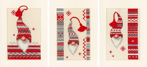 Vervaco Counted Cross Stitch Greeting Card Kit Christmas Elf (Set of 3)