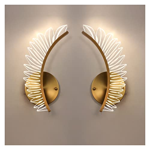 Candelabros de pared modernos dorados con silueta de ala elegante y luz LED