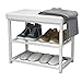 Banco De Zapatero De 3 Niveles Con Cojín De Cuero De PU, Asiento De Almacenamiento De Zapatos Con Marco Inferior De Metal, Soporte Organizador De Zapatos Para Entrada, Pasi(Color:Blanco,Size:50cm)