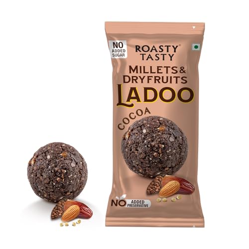 Image of Roasty Tasty Cocoa - Millets & Dryfruits Ladoo | Energy Bar Replacement | No Added Sugar | No Artificial Flavor | Healthy Snacks | Rich in Proteins | Dry Fruits, Seeds & Nuts Mithai | 5 Pcs -40g each