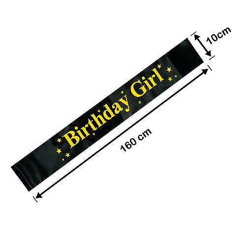 Image of DECOFY Birthday Sash & Crown Set - Princess Queen Tiara with Sash for Girls & Women, Suitable for All Age Groups, Birthday Party Accessories, Stylish & Reusable Celebration Wear