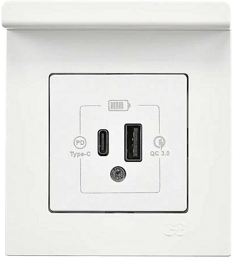 Eqona Pratik Telefon Tutucu 2 Çıkışlı USB Şarj Prizi, 20W, Type A + Type C, Beyaz