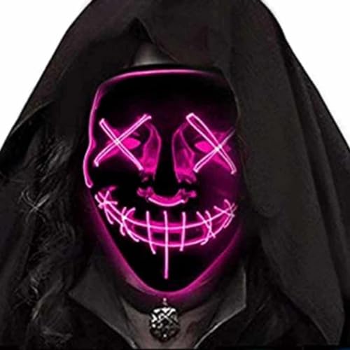 Mascara Led Neon Halloween Com Controle Balada Cosplay Rave