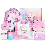 SHEEYEE Unicorn Gifts for Girls Unicorn Gifts Filled Easter Basket for Girls Age 4-6 Unicorn Birthday Girl Gift Ideas for Age 3 4 5 6 7 8 Years Old with Glow in The Dark Blanket for Kids