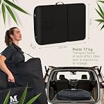 MASSUNDA All INKL Chaise de Massage Pliante et réglable en Hauteur – Table de Massage Mobile en Bois Massif avec Housse en éponge, accoudoirs et dossiers, appuie-tête Ergonomique (Noir)