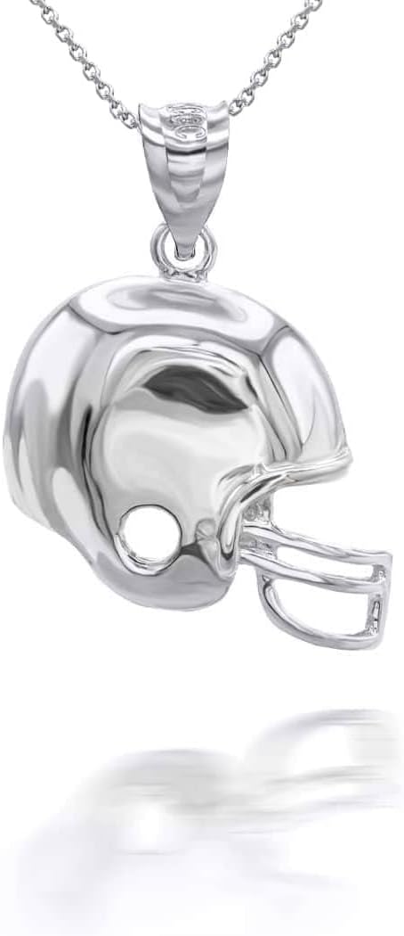 Claddagh Gold Sport Fine Jewelry .925 Sterling Silver Polished 3D Football Helmet Charm Pendant Necklace - Choose Pendant Only or Necklace w/ 16”-22” Chain